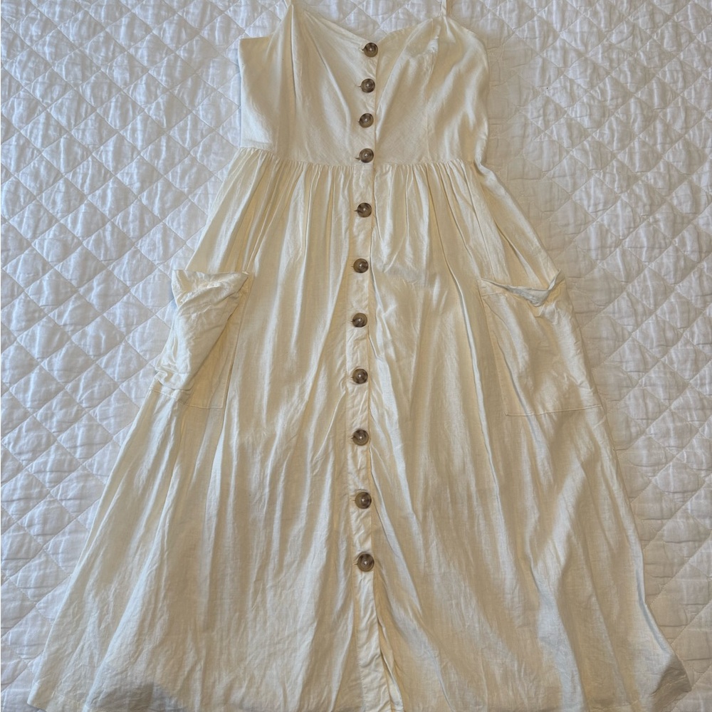 Cream Button-Down Dress